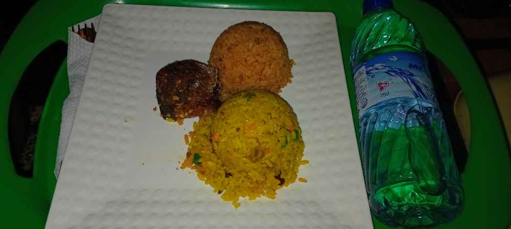 Jellof Rice, Fried Rice and fish image - Mobi Foods
